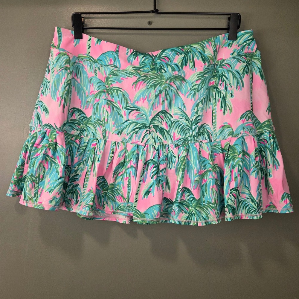 Lilly Pulitzer Luxletic Taye Mini Skort Women's XL Tropical Palm Tree Print